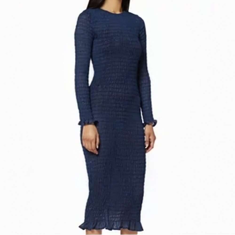 NWT Fleck Shirred Sheer Midi Dress